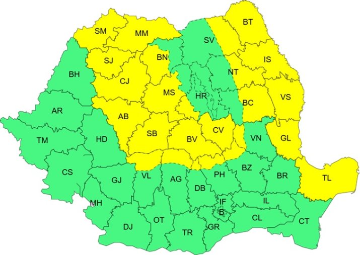 Avertizare cod galben de vânt
