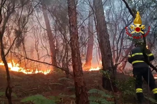 Incendiu violent în Toscana, mii de oameni evacuați. Flăcările au cuprins rapid sute de hectare