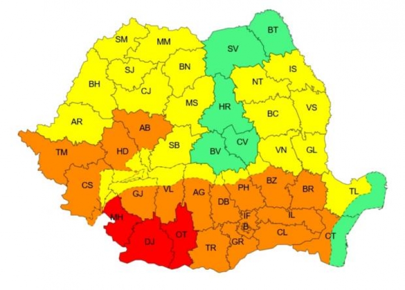 România va fi afectată de Cod roșu, portocaliu și galben de caniculă