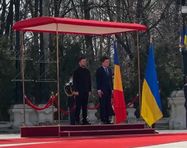 Volodimir Zelenski a fost primit de Nicușor Dan la Palatul Cotroceni