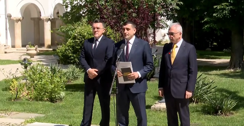 Președintele AUR, George Simion, și prim-vicepreședinții Dan Dungaciu și Petrișor Peiu